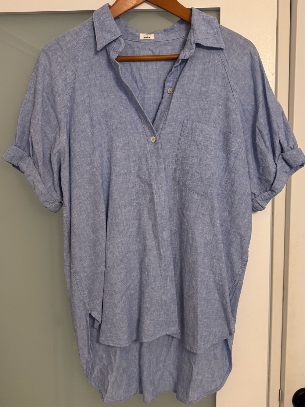 Light Blue women’s Casual Linen-Blend Shirt